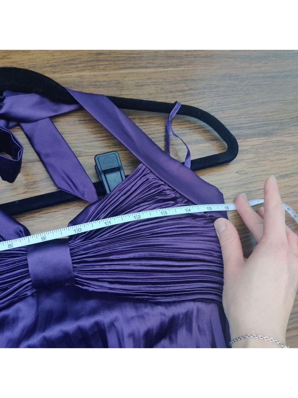 Purple Pleated Halter Dress Handkerchief Hem Y2K Fairycore Small 0499 - Picture 4 of 5